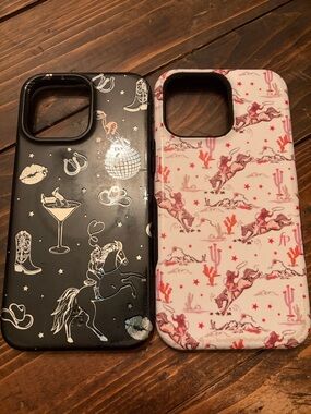 Black Western Print Phone Case